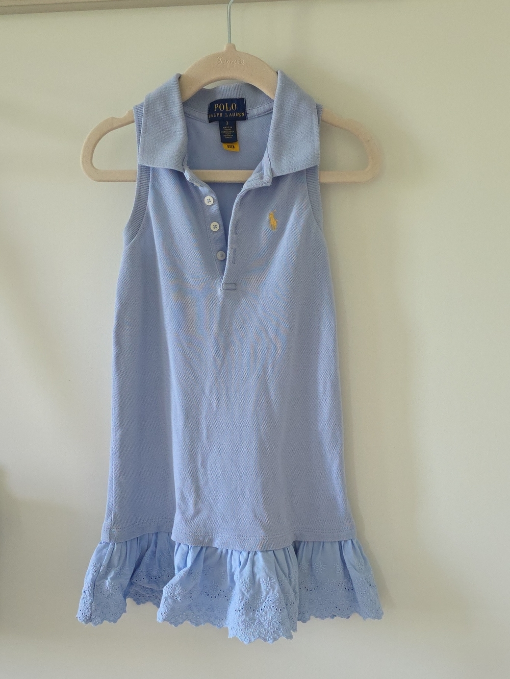 Ralph Lauren Polo Girls Light Blue Sleeveless Polo Dress | 3Y
